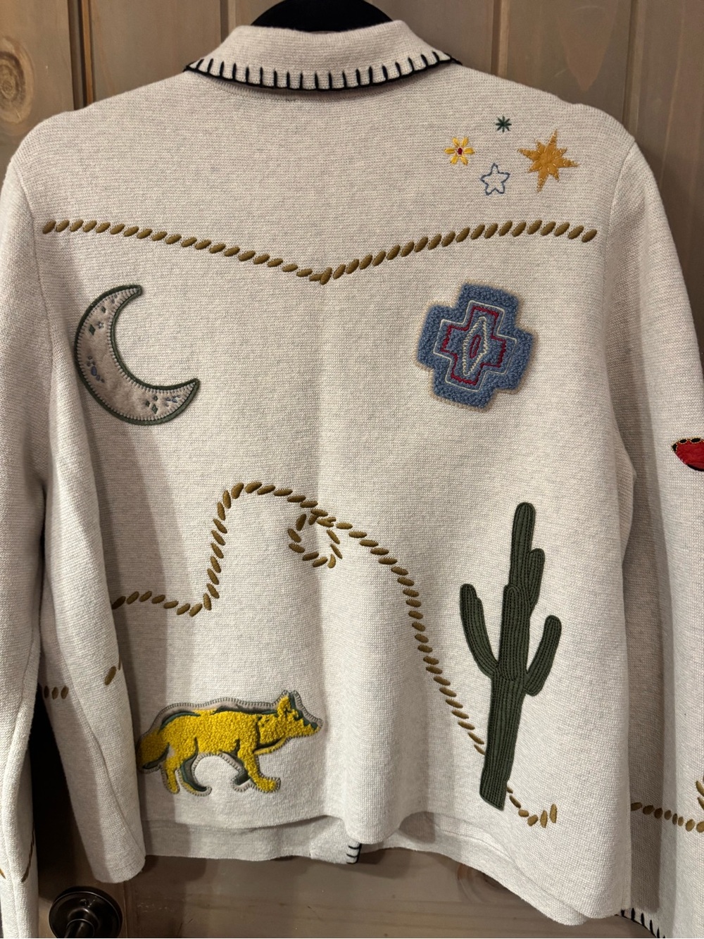 Pendleton Cream Embroidered Western Wool Sweater - Picture 5 of 16